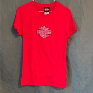 Women’s Harley-Davidson Red Tee with Rhinestone Emblem
